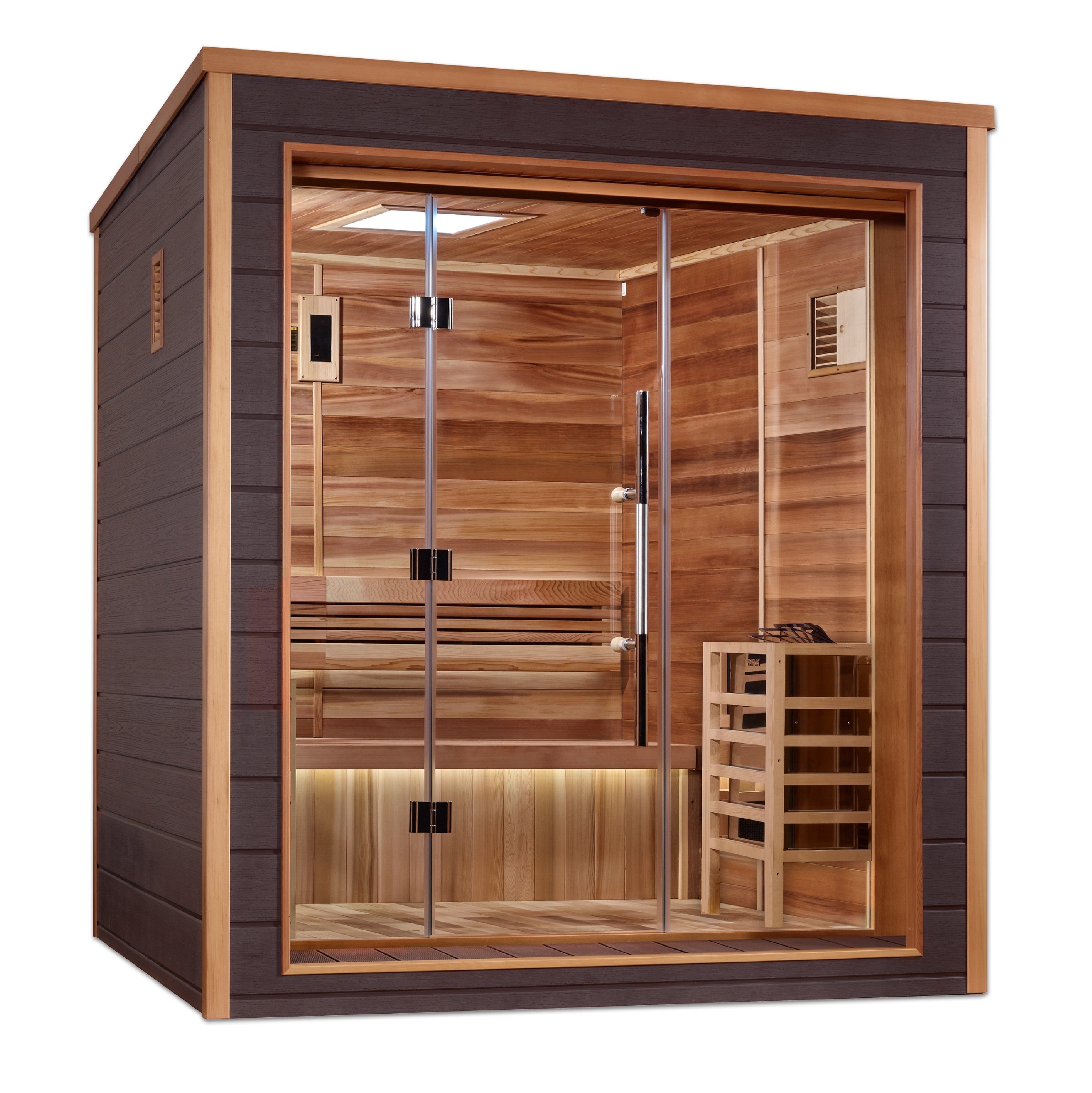 Golden Designs "Drammen" 3-Person Outdoor/Indoor Traditional Sauna (GDI-8203-01) | Natural Canadian Red Cedar