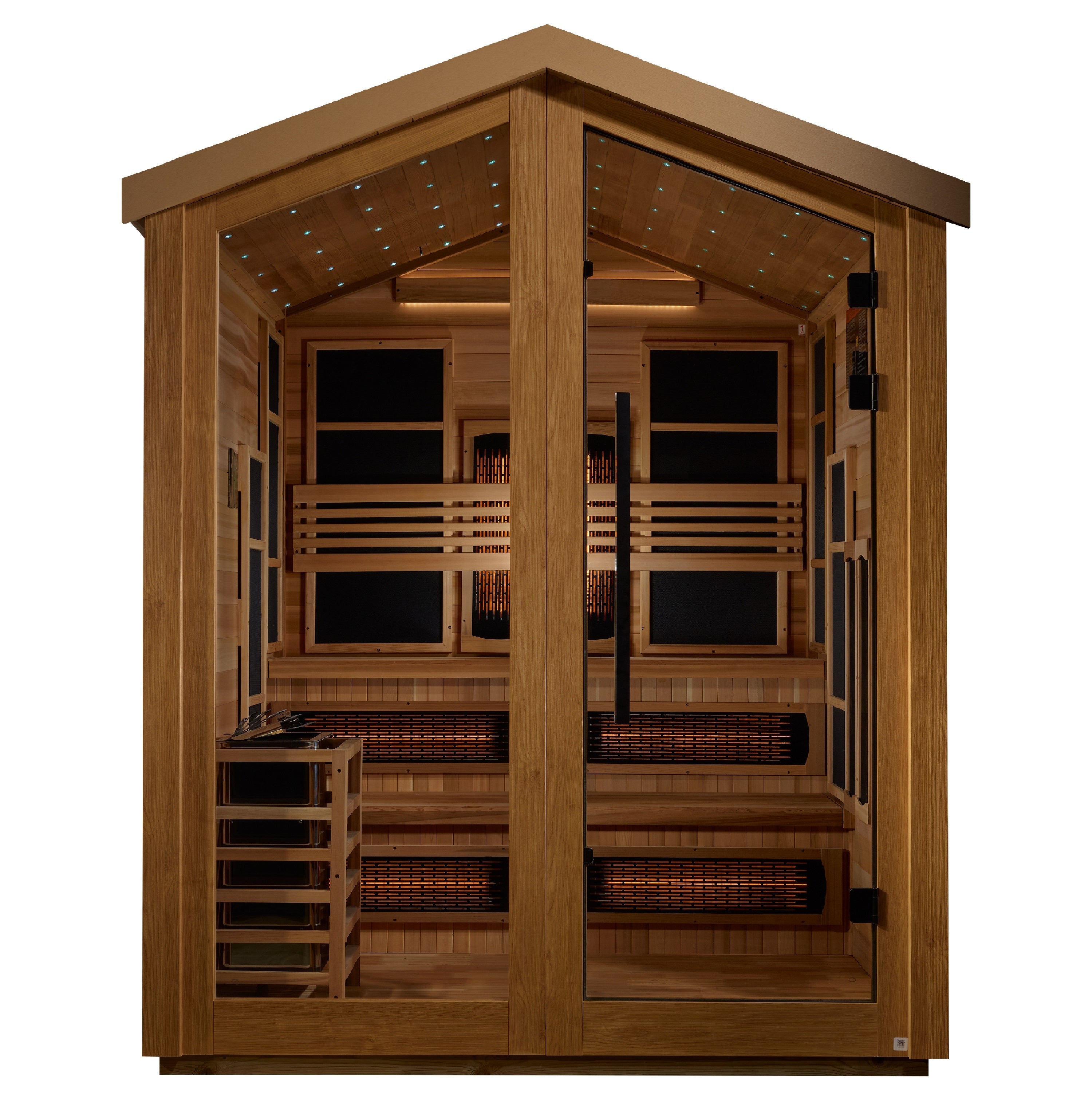 Golden Designs "Kaskinen" 6-Person Hybrid Outdoor Sauna (GDI-8526-01) | Full Spectrum Infrared & Traditional Stove