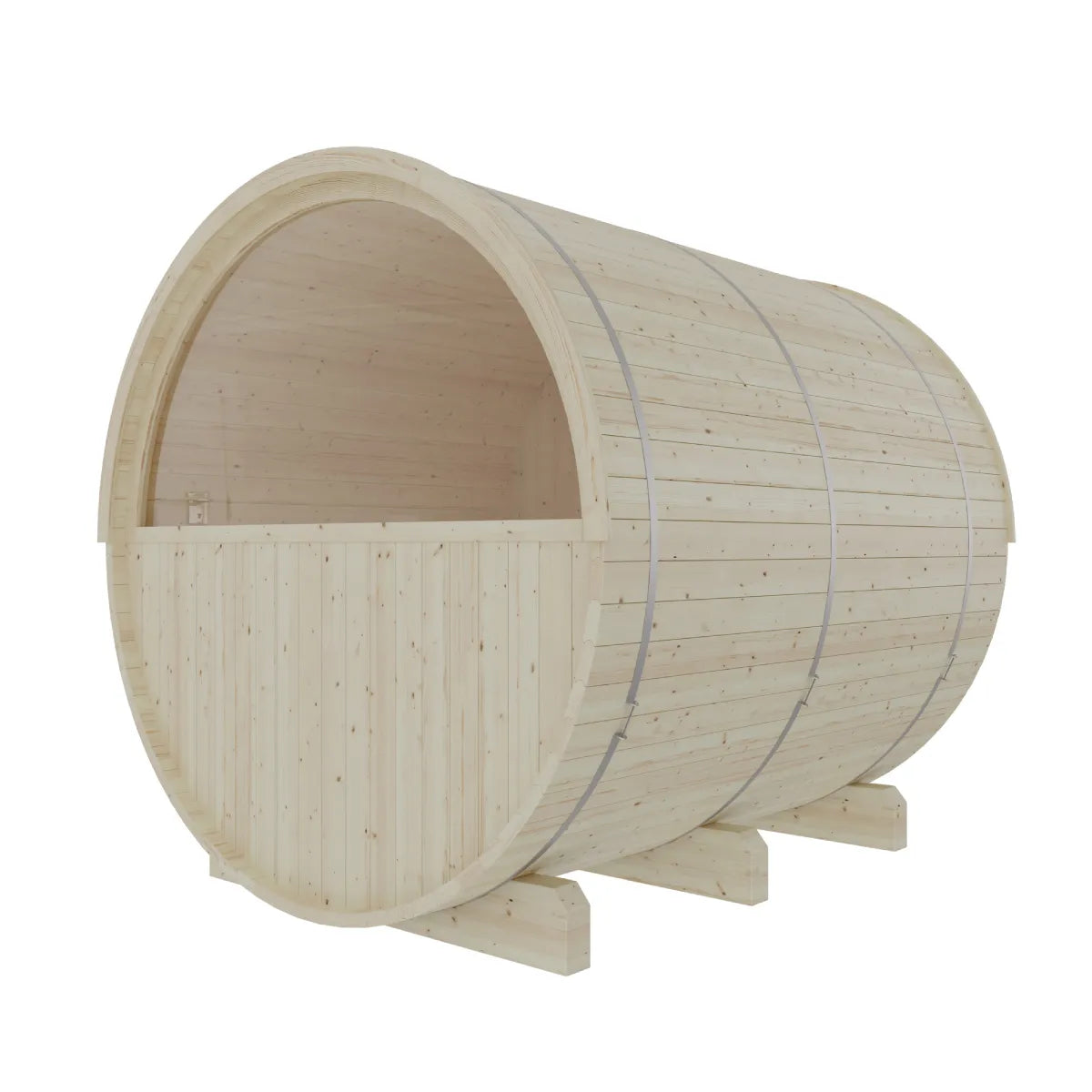 Finnish Sauna Builders Helsinki 4-Person Finnish Barrel Sauna with Terrace & WiFi Heater