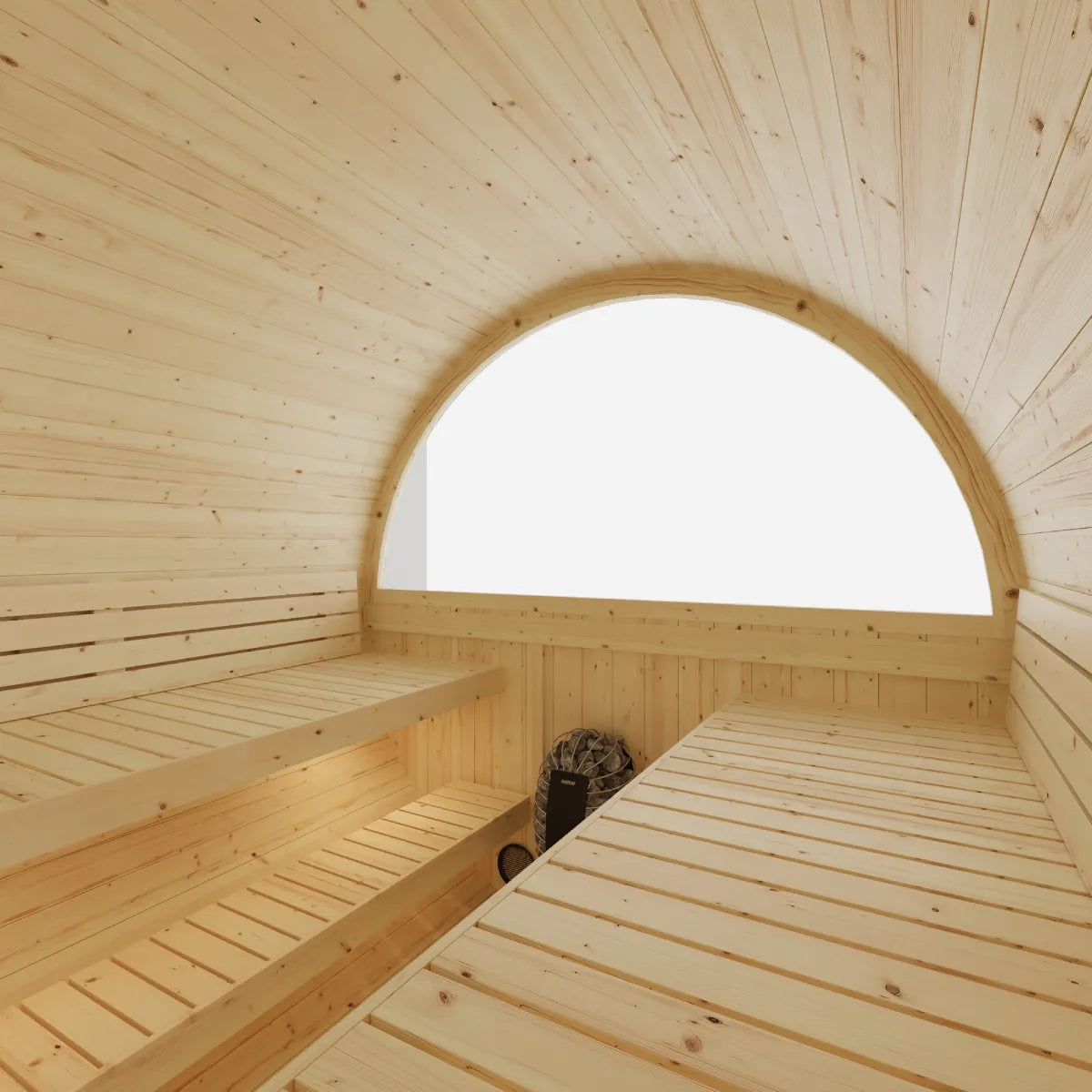 Finnish Sauna Builders Helsinki 4-Person Finnish Barrel Sauna with Terrace & WiFi Heater