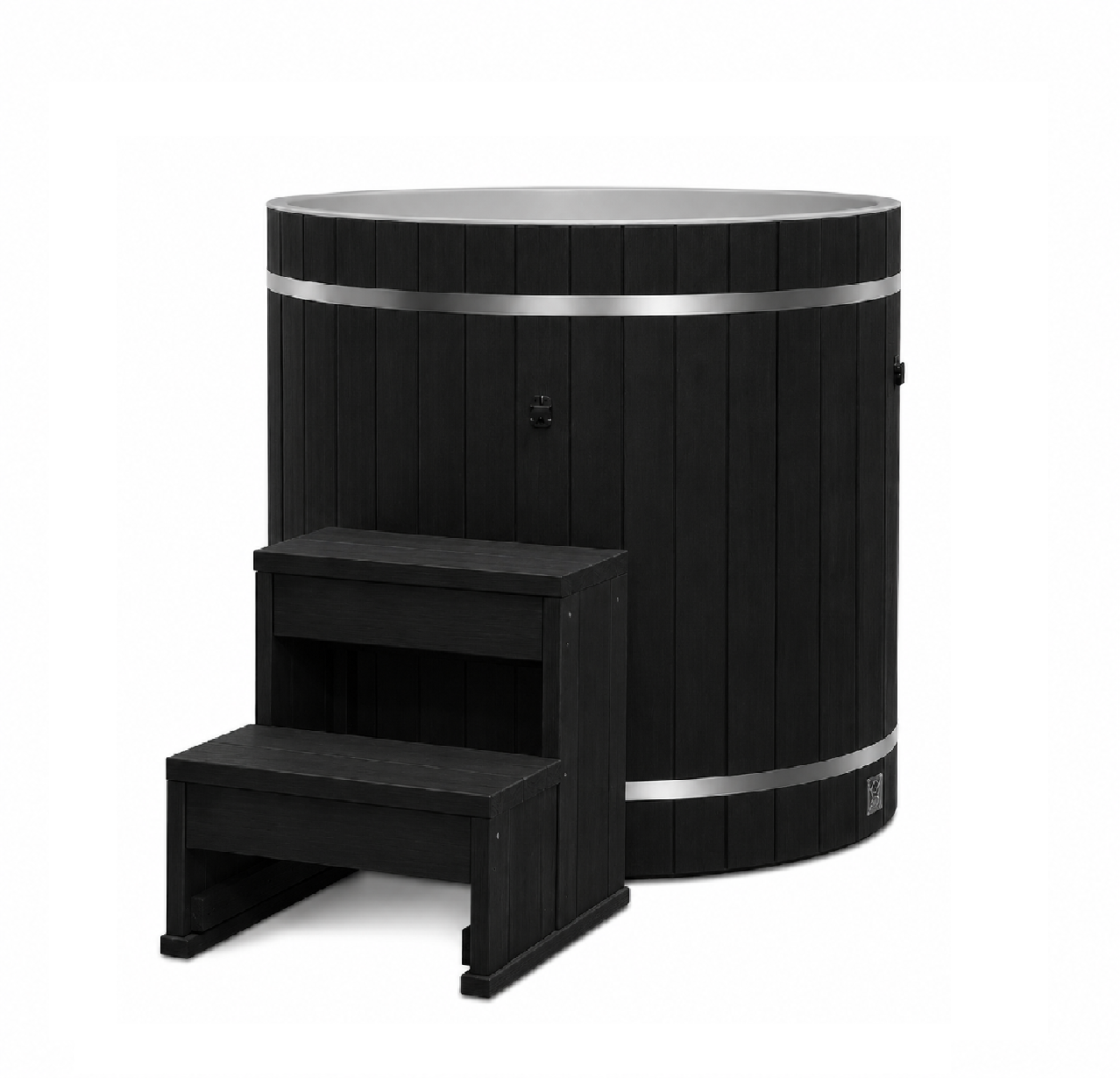Dynamic Cold Therapy PVC Barrel Cold Plunge - Black Exterior