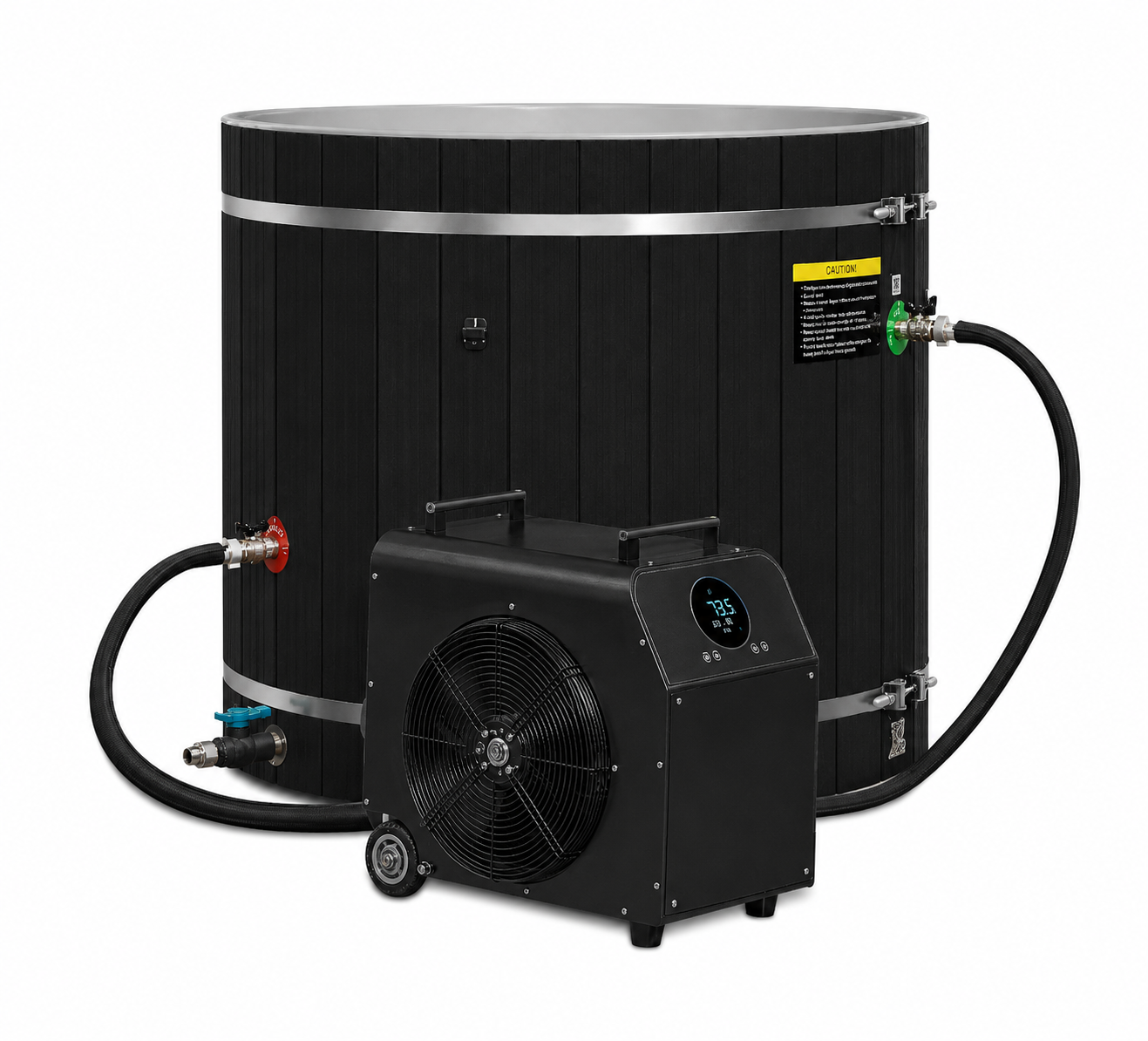 Dynamic Cold Therapy PVC Barrel Cold Plunge - Black Exterior