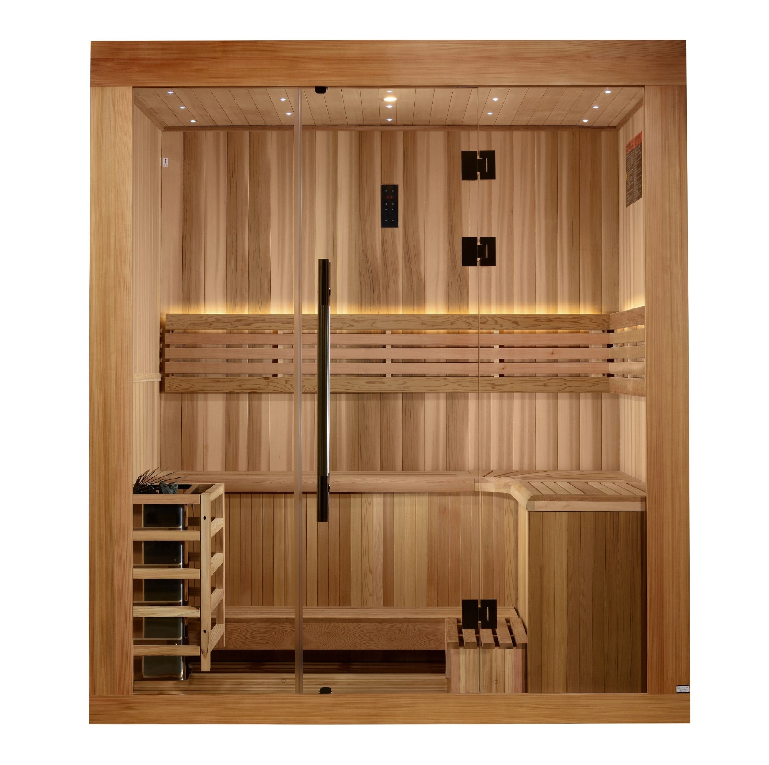 Golden Designs "Copenhagen" 2025 Updated Edition 3-Person Traditional Sauna | Canadian Red Cedar Interior & Pacific Premium Clear Cedar Exterior