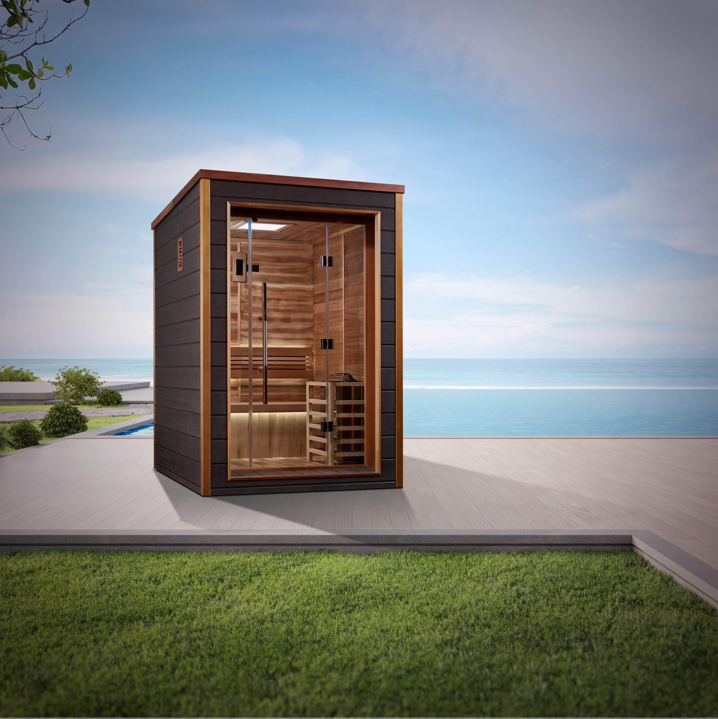 Golden Designs "Narvik" 2-Person Outdoor/Indoor Traditional Sauna (GDI-8202-01) | Natural Canadian Red Cedar