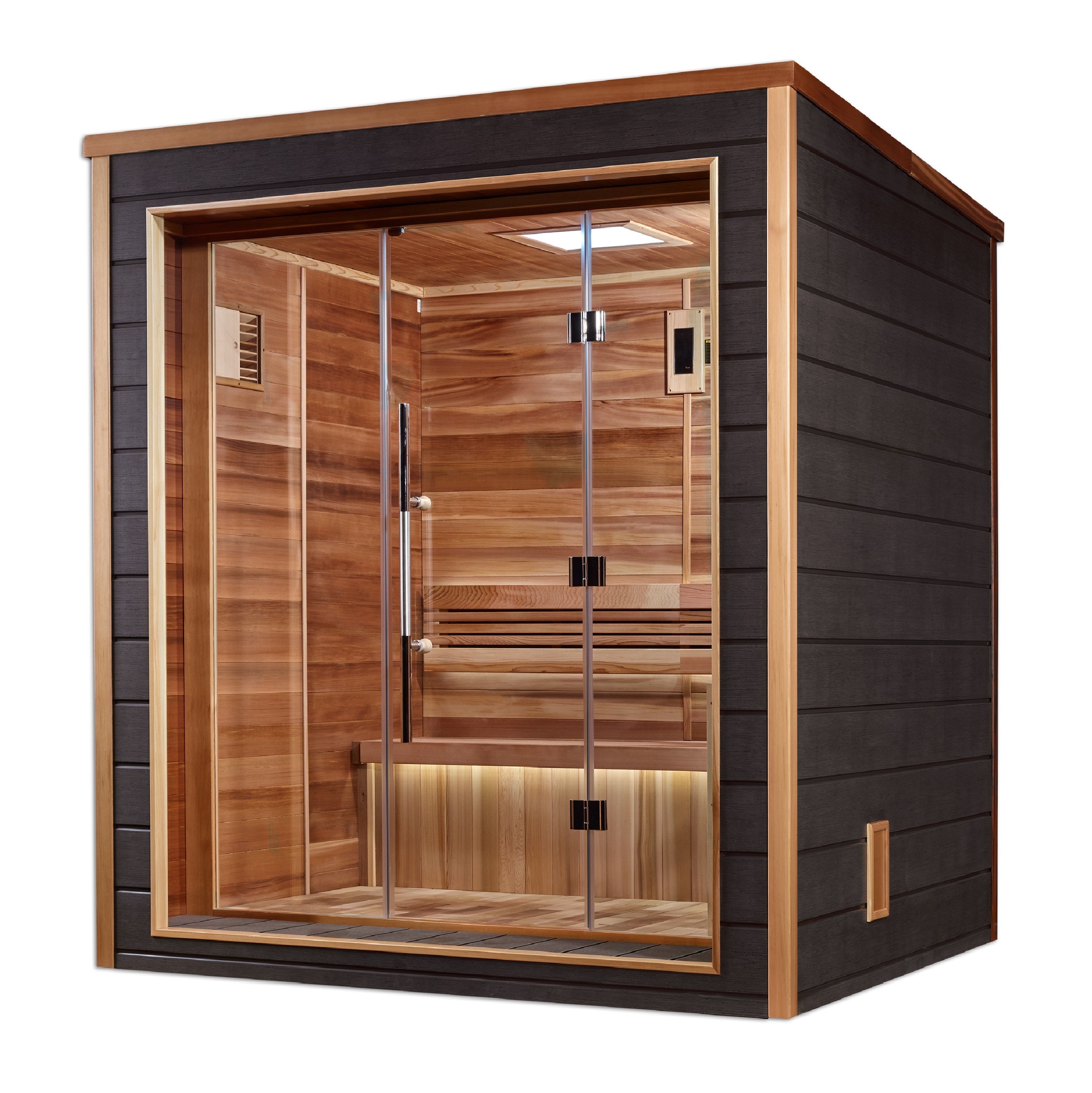 Golden Designs "Drammen" 3-Person Outdoor/Indoor Traditional Sauna (GDI-8203-01) | Natural Canadian Red Cedar