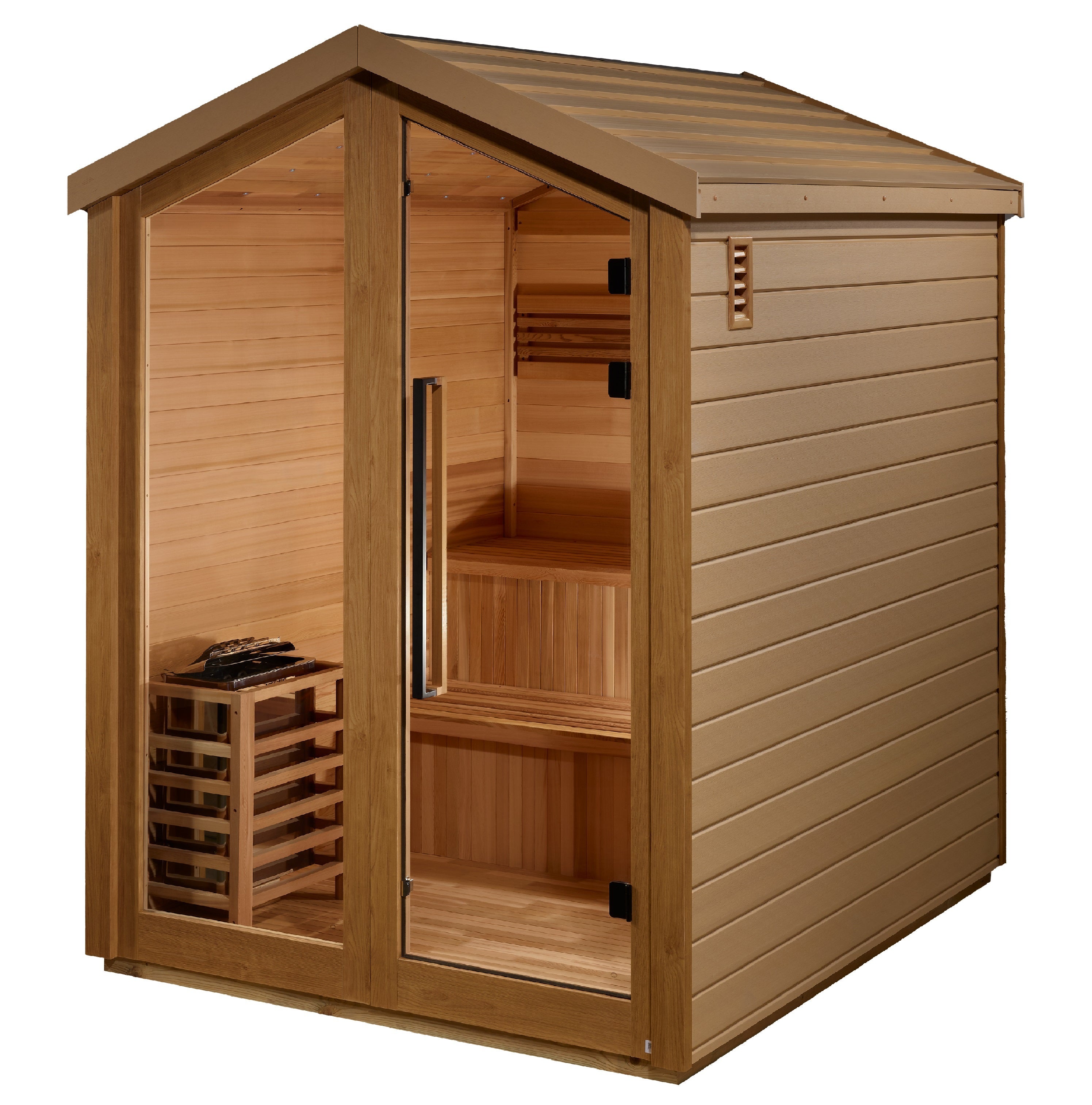 Golden Designs "Kaarina" 6-Person Outdoor Traditional Sauna (GDI-8506-01) | Natural Canadian Red Cedar