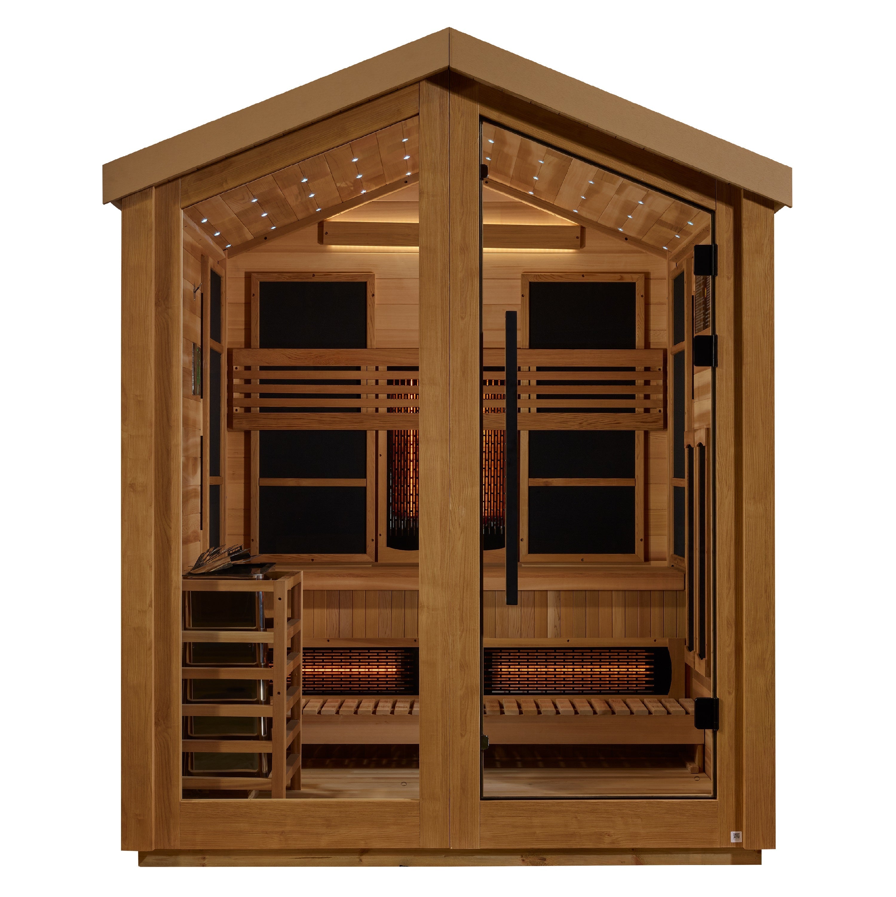 Golden Designs "Loviisa" 3-Person Barn Hybrid Outdoor Sauna (GDI-8523-01) | Full Spectrum Infrared & Traditional Stove