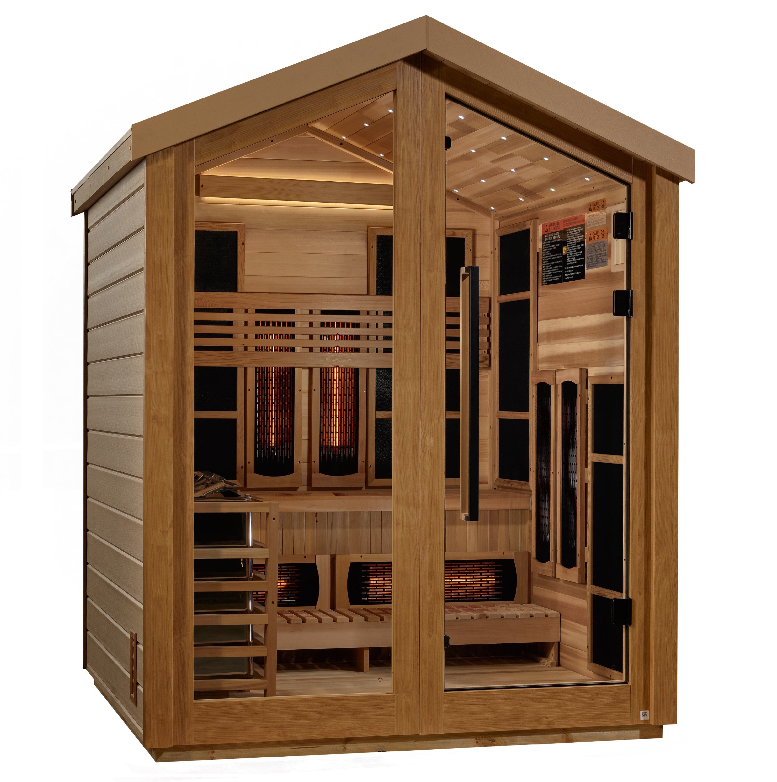 Golden Designs "Loviisa" 3-Person Barn Hybrid Outdoor Sauna (GDI-8523-01) | Full Spectrum Infrared & Traditional Stove