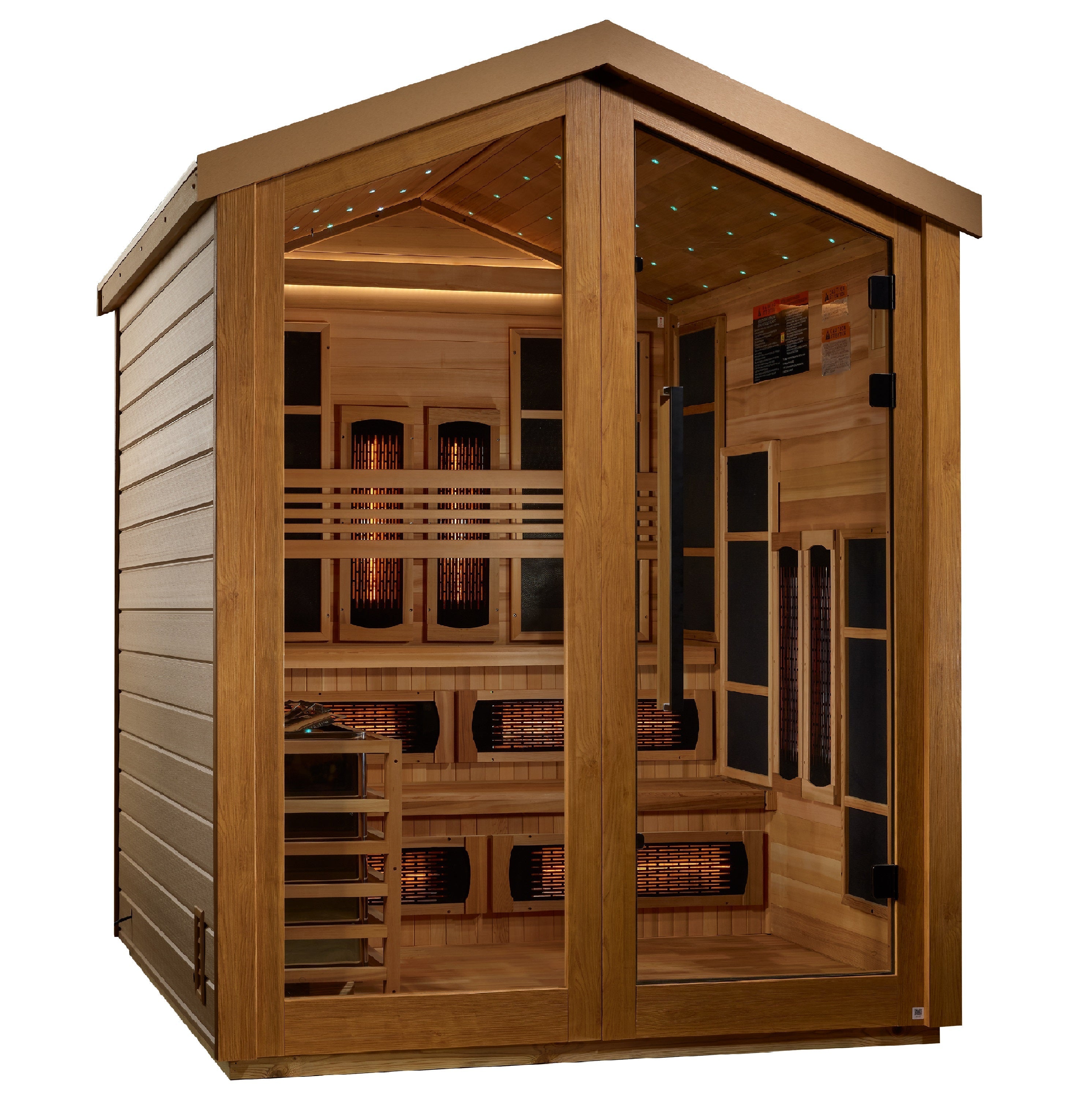 Golden Designs "Kaskinen" 6-Person Hybrid Outdoor Sauna (GDI-8526-01) | Full Spectrum Infrared & Traditional Stove