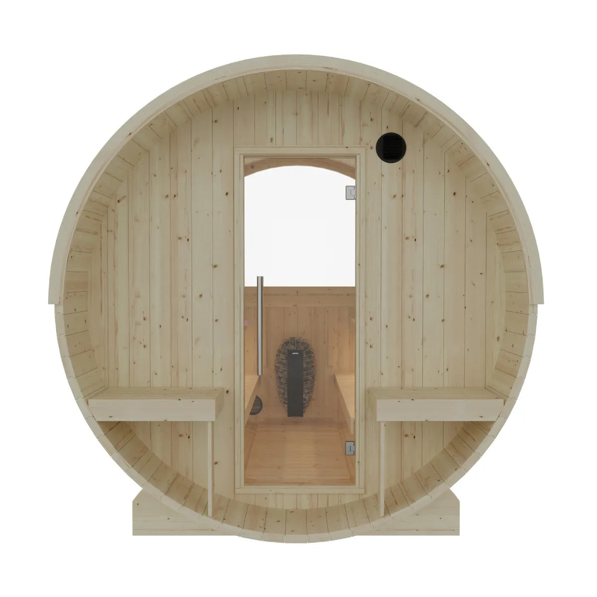 Finnish Sauna Builders Helsinki 4-Person Finnish Barrel Sauna with Terrace & WiFi Heater