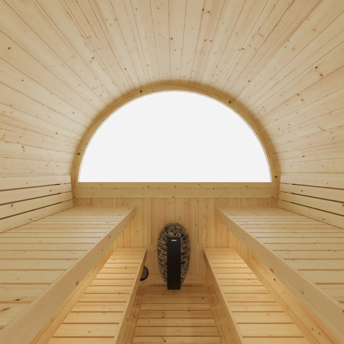 Finnish Sauna Builders Helsinki 4-Person Finnish Barrel Sauna with Terrace & WiFi Heater