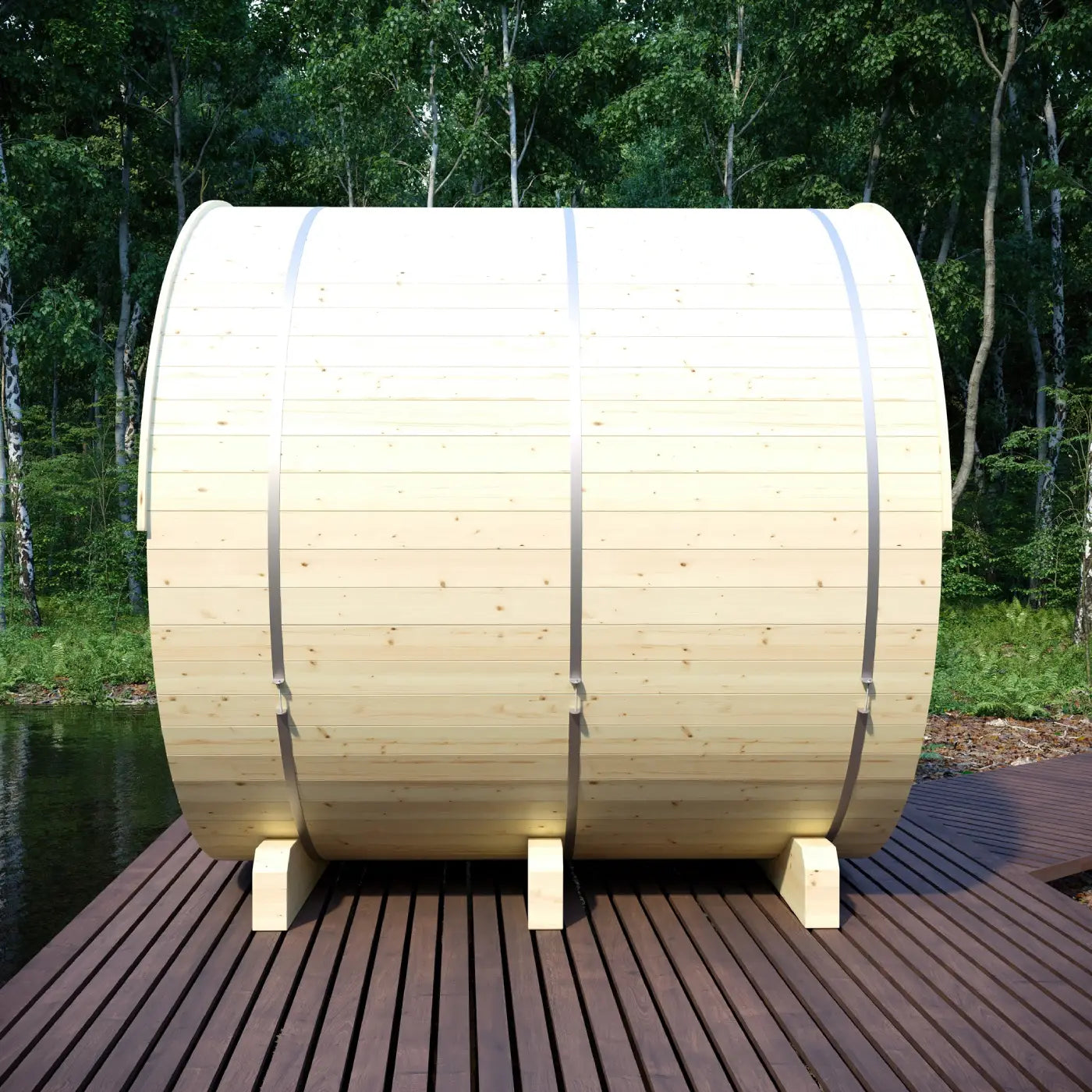 Finnish Sauna Builders Tampere 4-Person Finnish Barrel Sauna with WiFi Heater