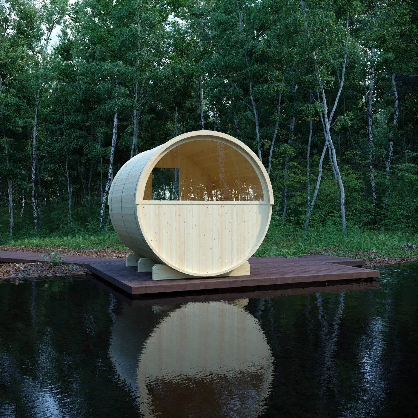 Finnish Sauna Builders Tampere 4-Person Finnish Barrel Sauna with WiFi Heater