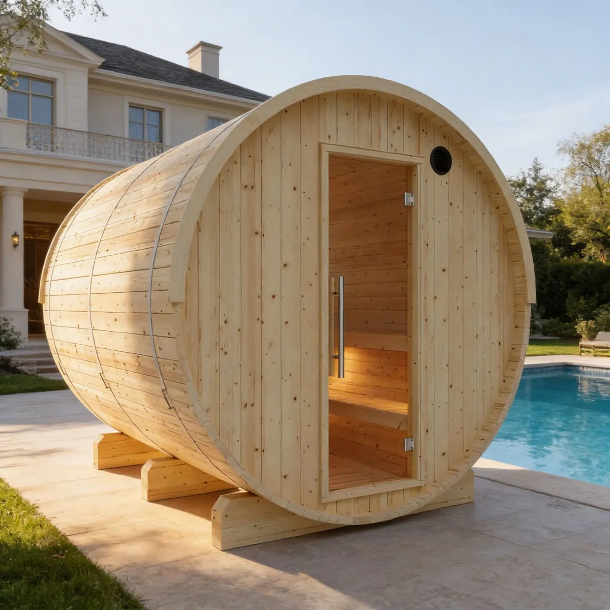 Finnish Sauna Builders Tampere 4-Person Finnish Barrel Sauna with WiFi Heater