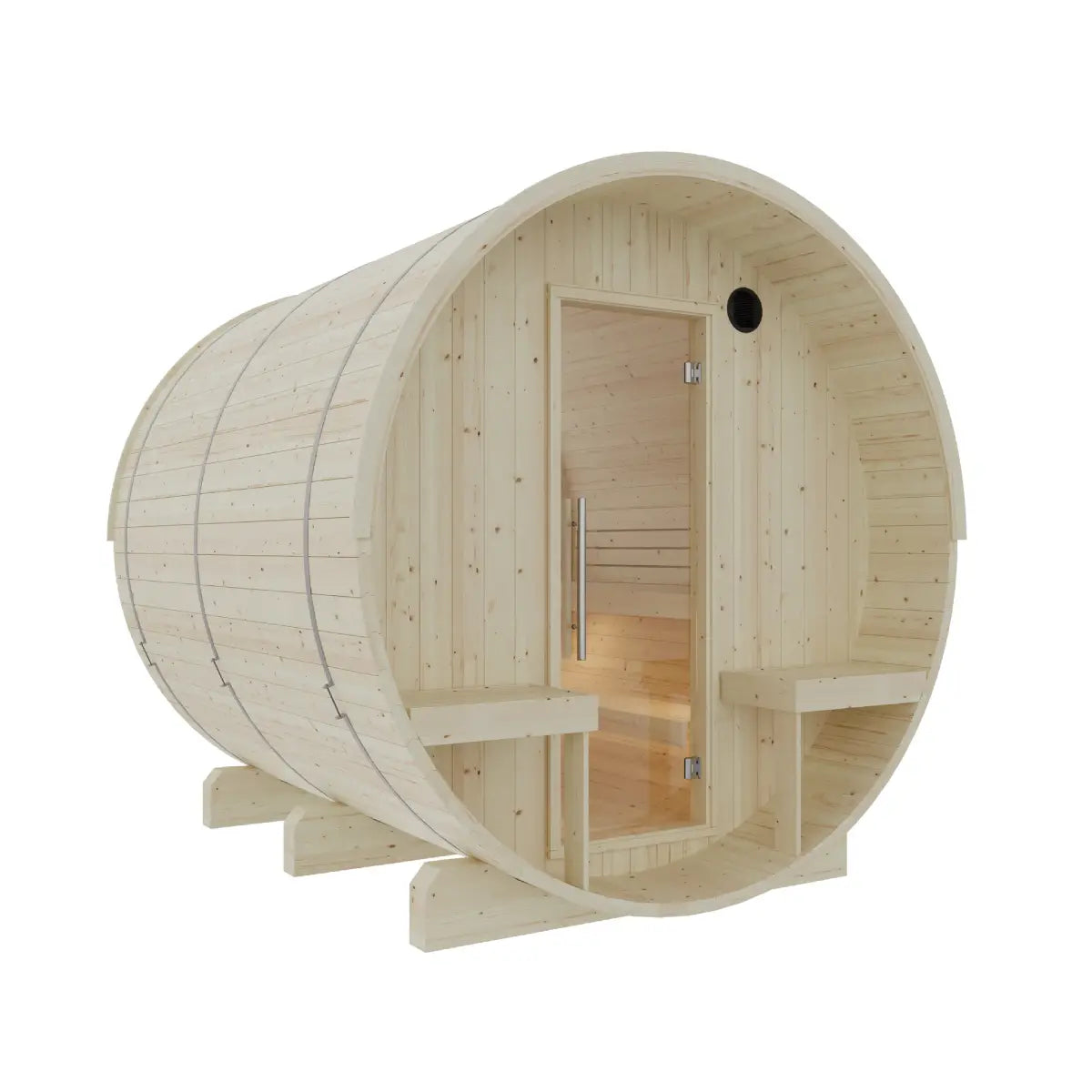 Finnish Sauna Builders Turku 6-Person Finnish Barrel Sauna with Terrace & WiFi Heater