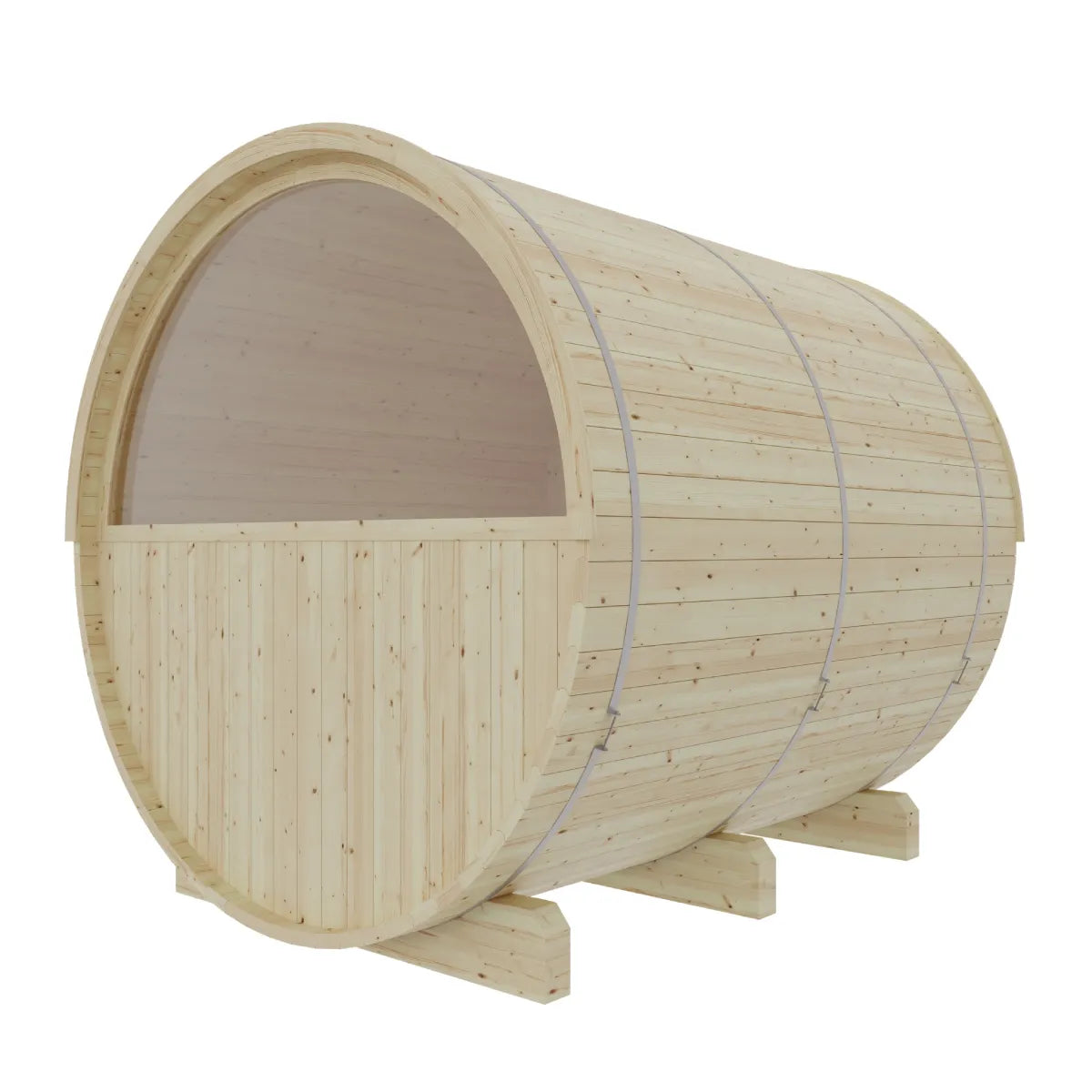 Finnish Sauna Builders Vassa 6-Person Finnish Barrel Sauna with Terrace & WiFi Heater