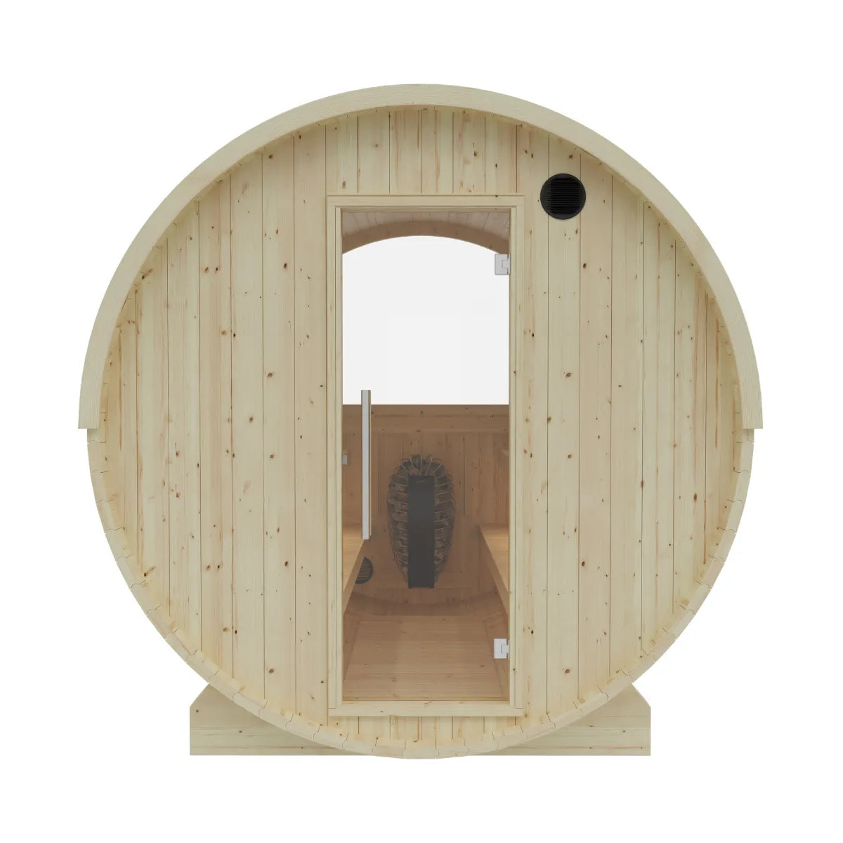 Finnish Sauna Builders Vassa 6-Person Finnish Barrel Sauna with Terrace & WiFi Heater