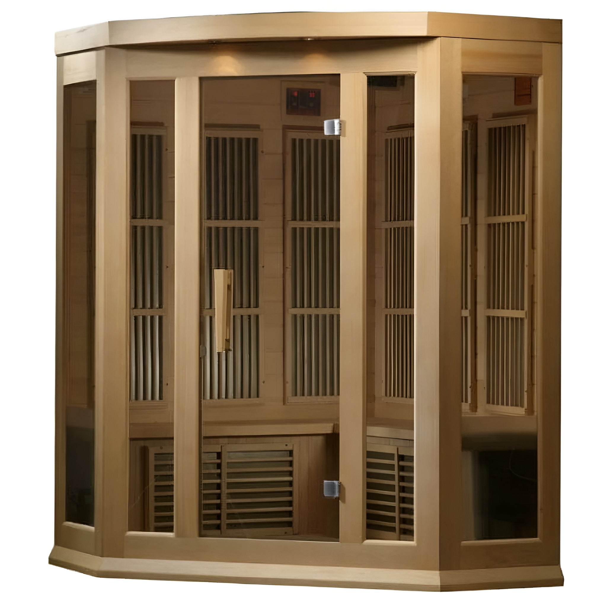 Maxxus 3-Person Corner Low EMF FAR Infrared Sauna | Canadian Hemlock Indoor Sauna