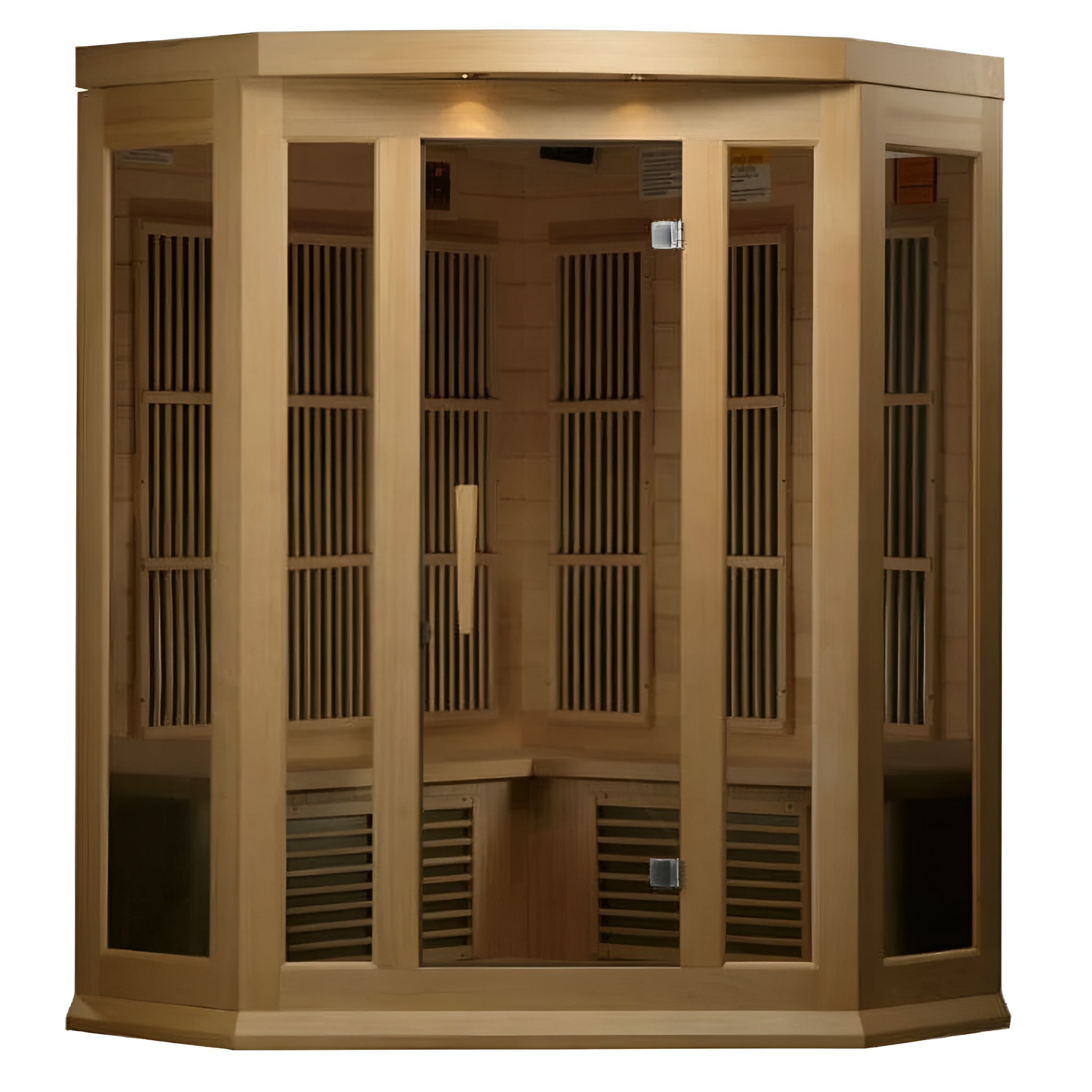 Maxxus 3-Person Corner Low EMF FAR Infrared Sauna | Canadian Hemlock Indoor Sauna